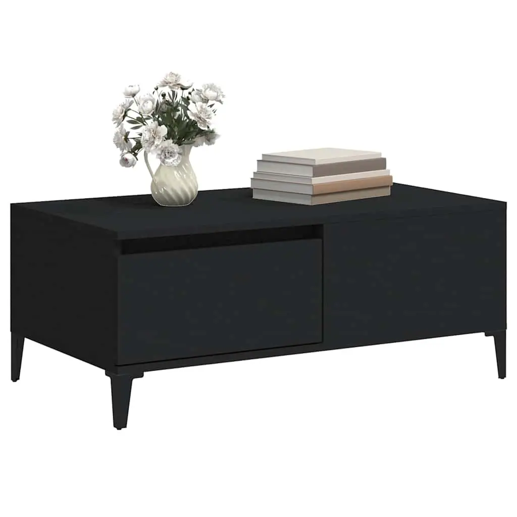 Coffee Table Black 90x50x36.5 cm with Drawer Storage Accent Side Table