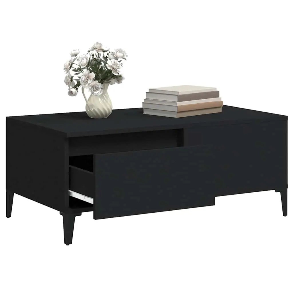 Coffee Table Black 90x50x36.5 cm with Drawer Storage Accent Side Table