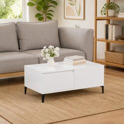 Coffee Table Dimensions: 90x50x36.5 cm, White Finish