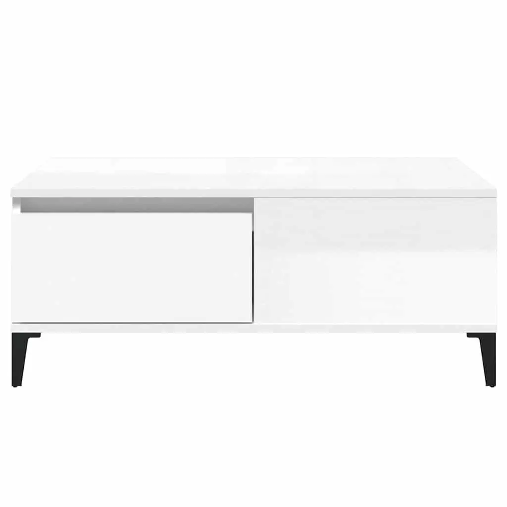 Coffee Table High Gloss White 90x50x36.5 cm Storage Drawer Side Table Furniture