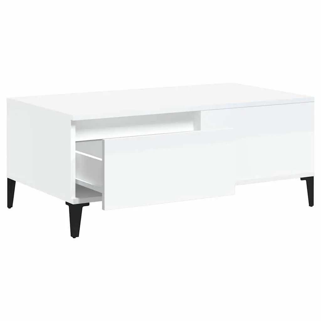 Coffee Table High Gloss White 90x50x36.5 cm Storage Drawer Side Table Furniture
