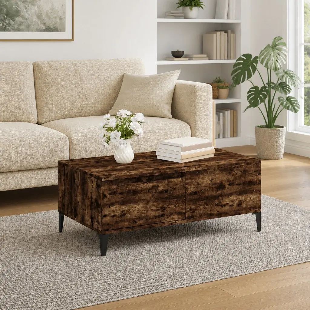 Coffee Table Living Room Brown Engineered Wood with Storage Drawer