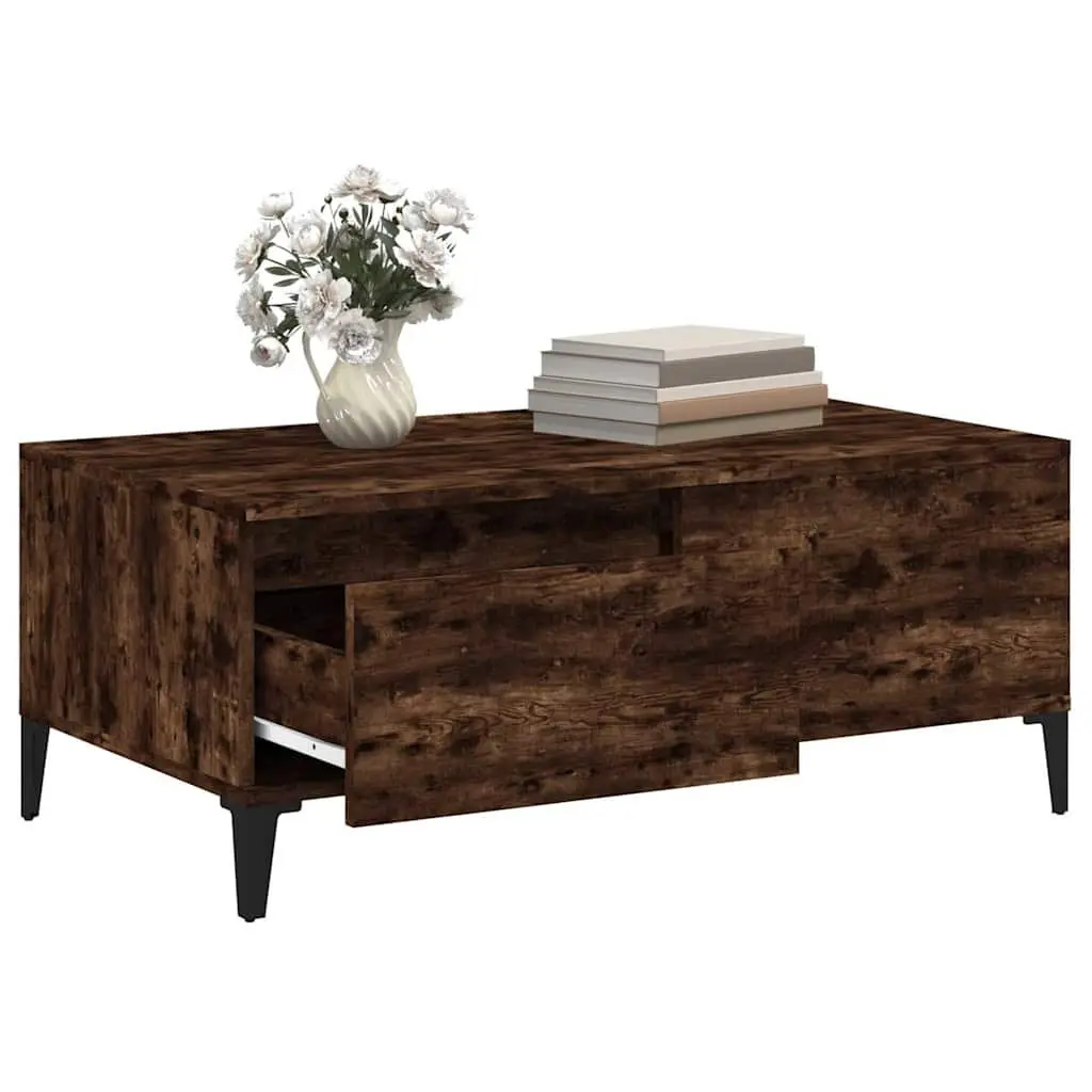 Coffee Table Living Room Brown Engineered Wood with Storage Drawer