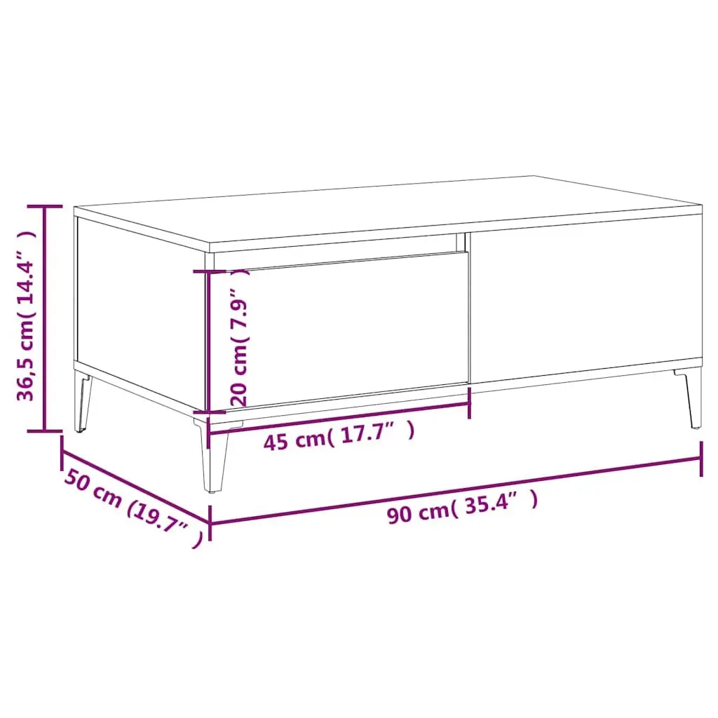 Coffee Table Living Room Brown Engineered Wood with Storage Drawer