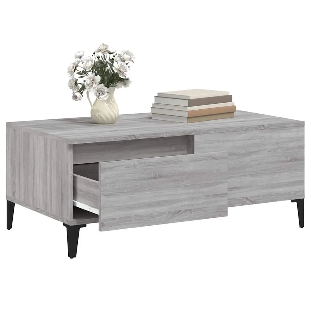 Coffee Table Grey Sonoma with Drawer Storage Living Room Accent Side Table