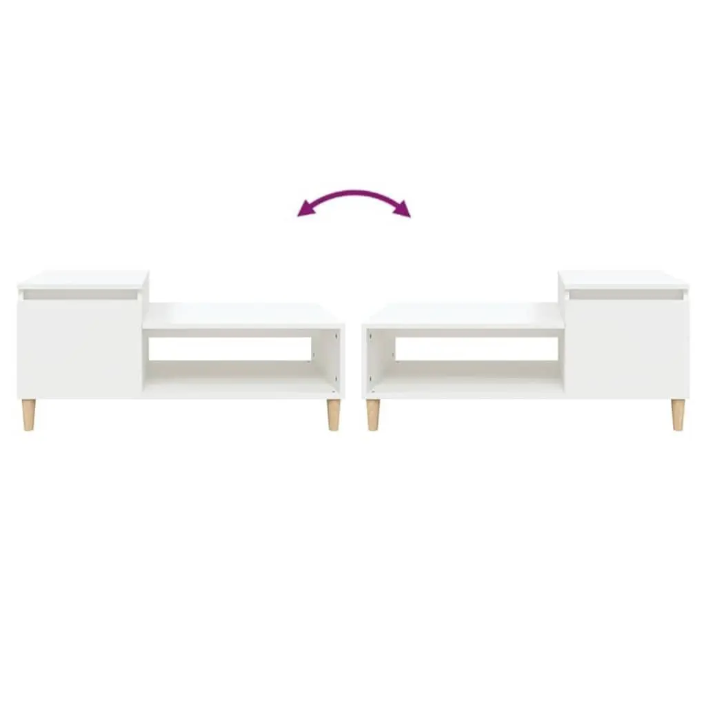 Coffee Table White Storage Compartment Shelf Living Room Accent Furniture
