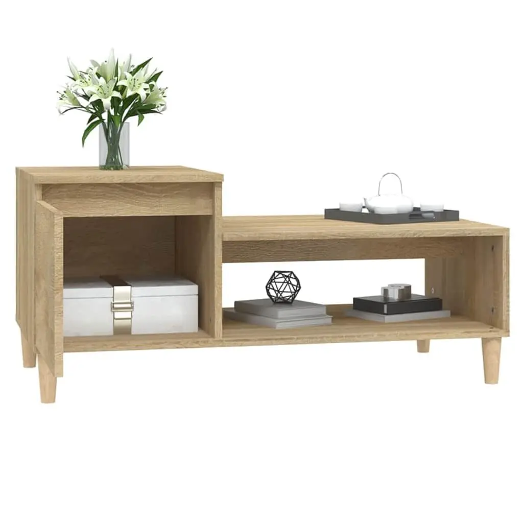 Coffee Table with Storage Compartment Shelf Brown Sonoma Oak Engineered Wood