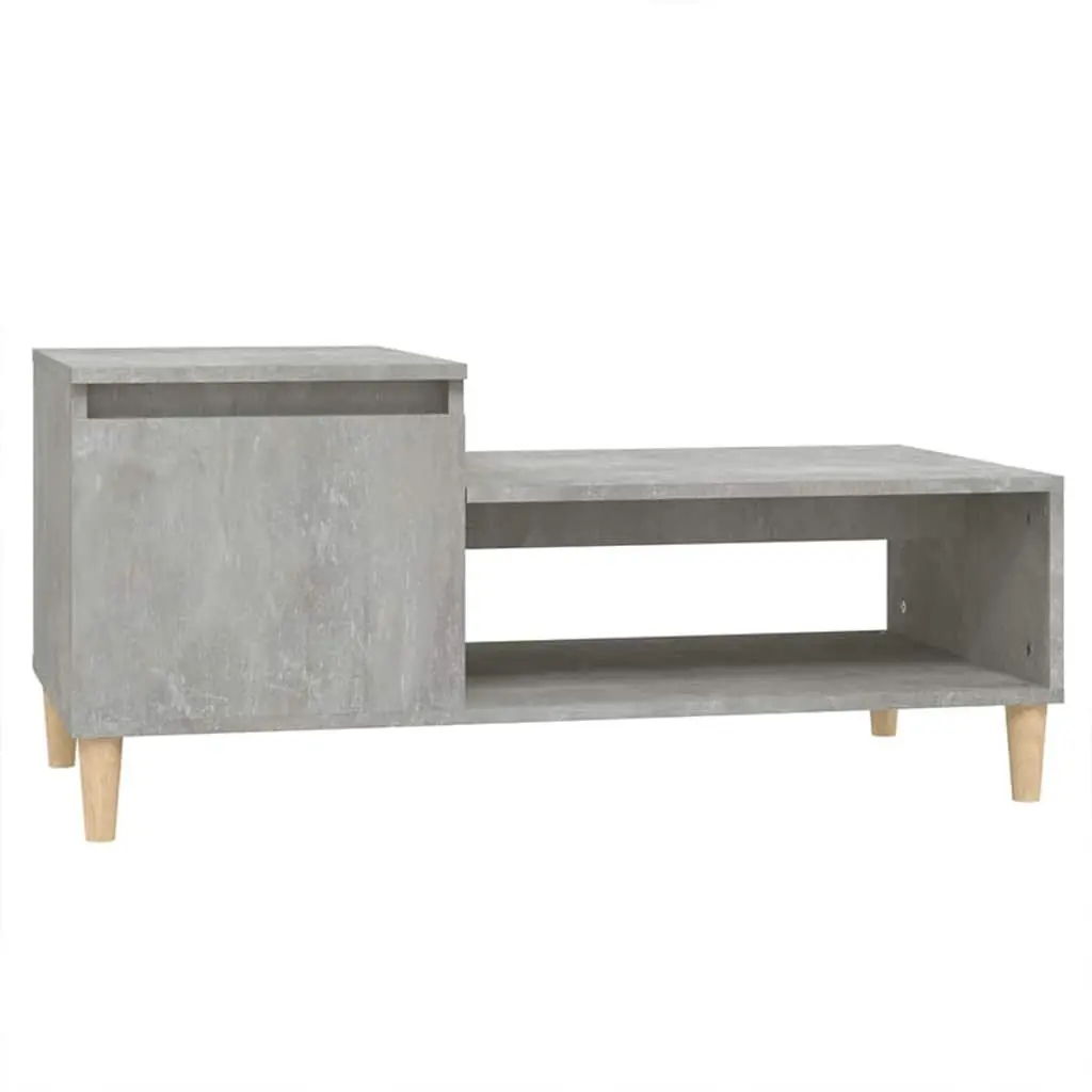 Coffee Table Grey Engineered Wood Storage Compartment Shelf Living Room Accent