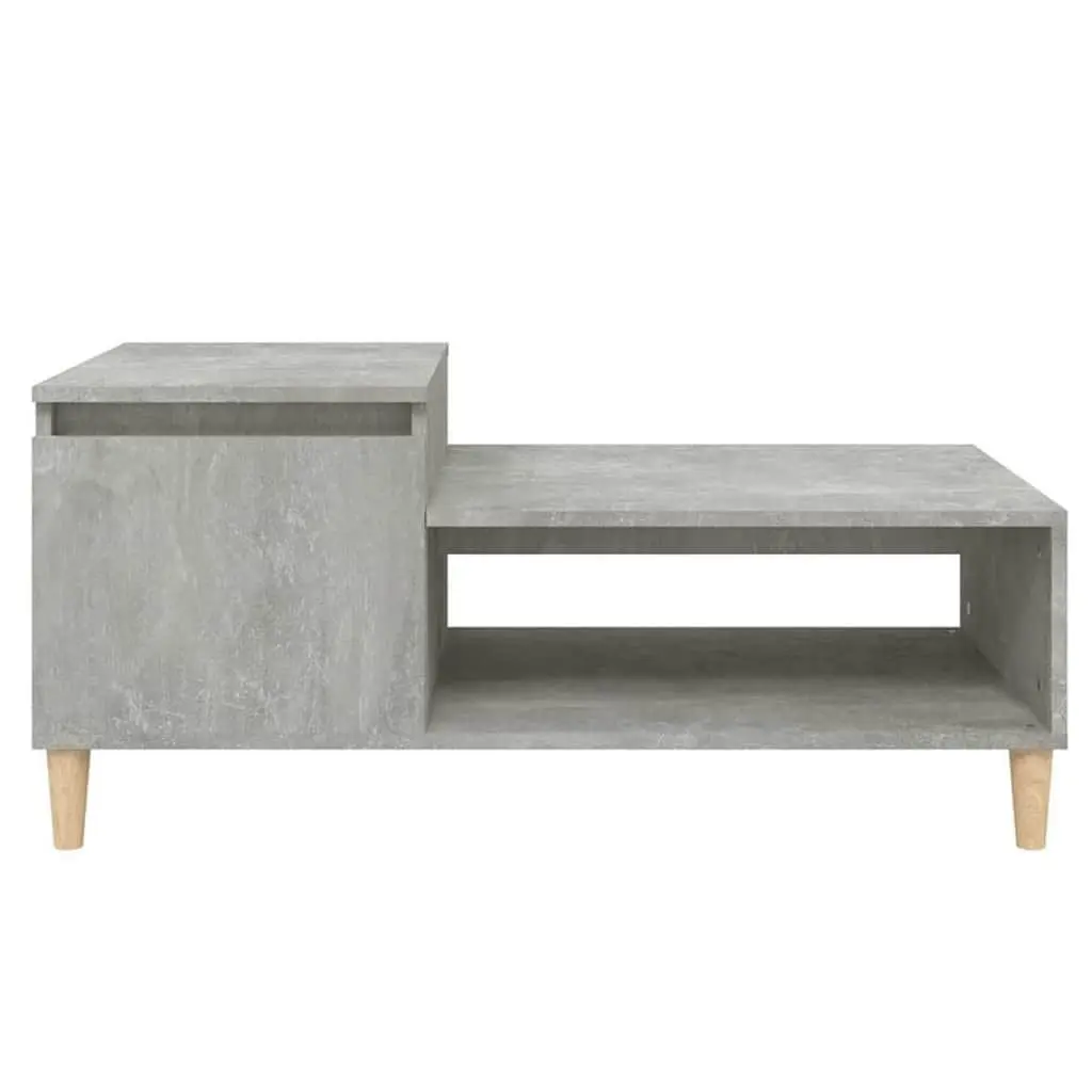 Coffee Table Grey Engineered Wood Storage Compartment Shelf Living Room Accent