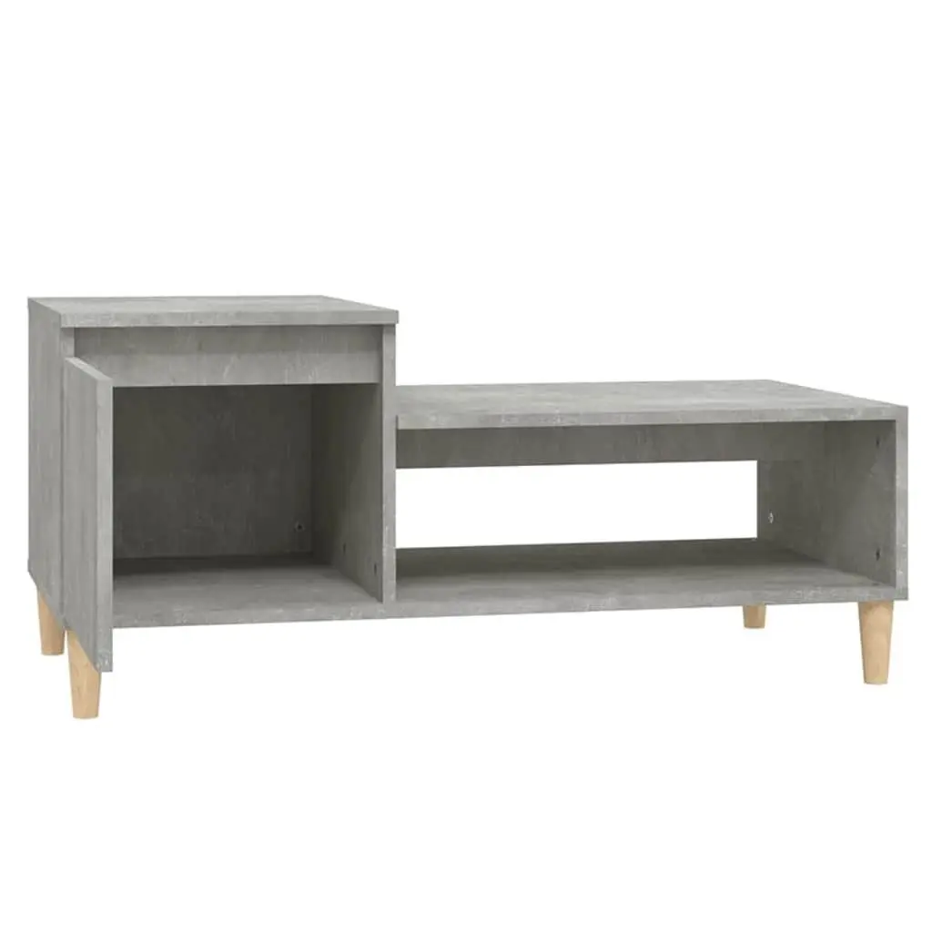 Coffee Table Grey Engineered Wood Storage Compartment Shelf Living Room Accent