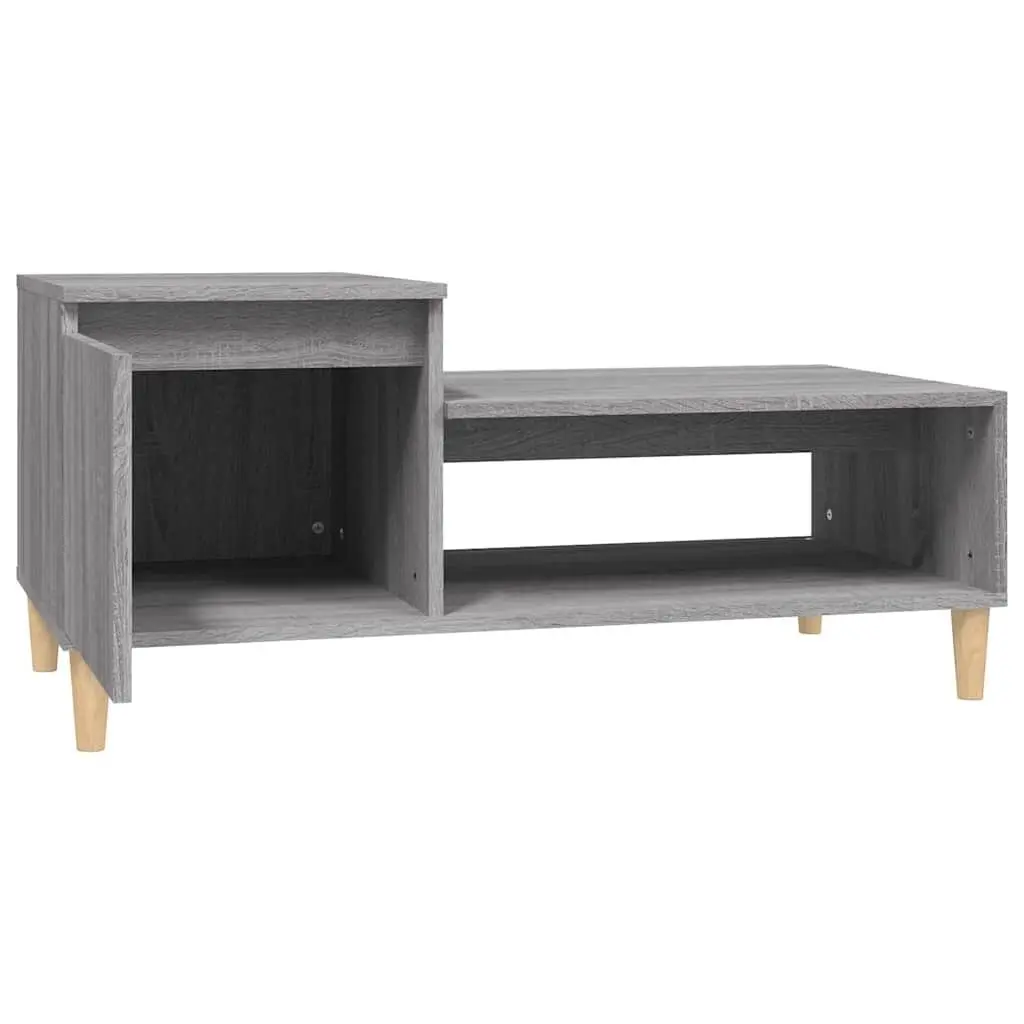 Coffee Table Grey Sonoma Engineered Wood with Storage Compartment Shelf Door