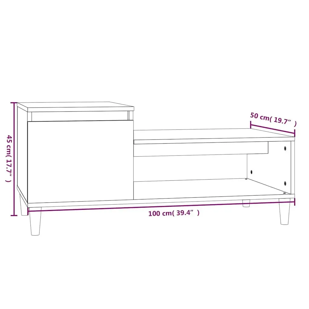 Coffee Table Grey Sonoma Engineered Wood with Storage Compartment Shelf Door