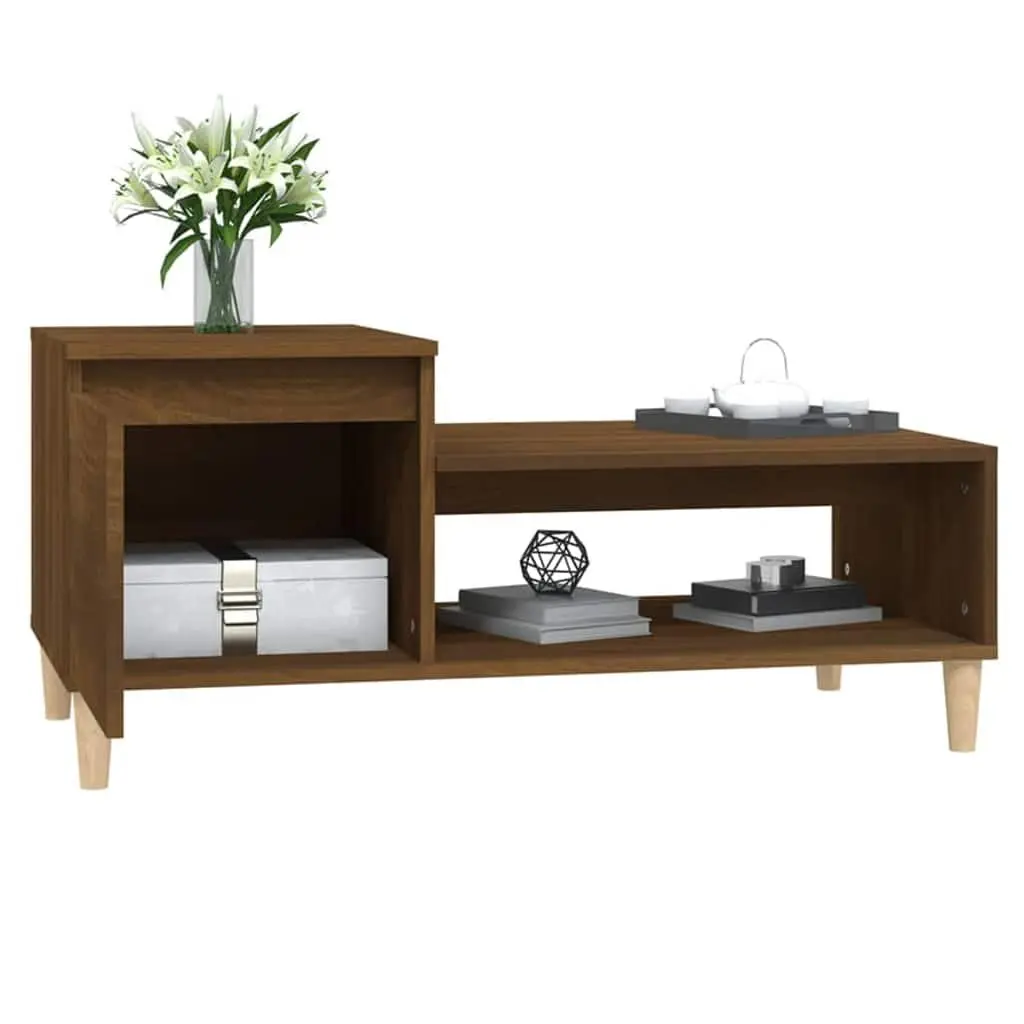 Coffee Table Living Room 100 x 50 x 45 cm Brown Oak Engineered Wood Storage Compartment