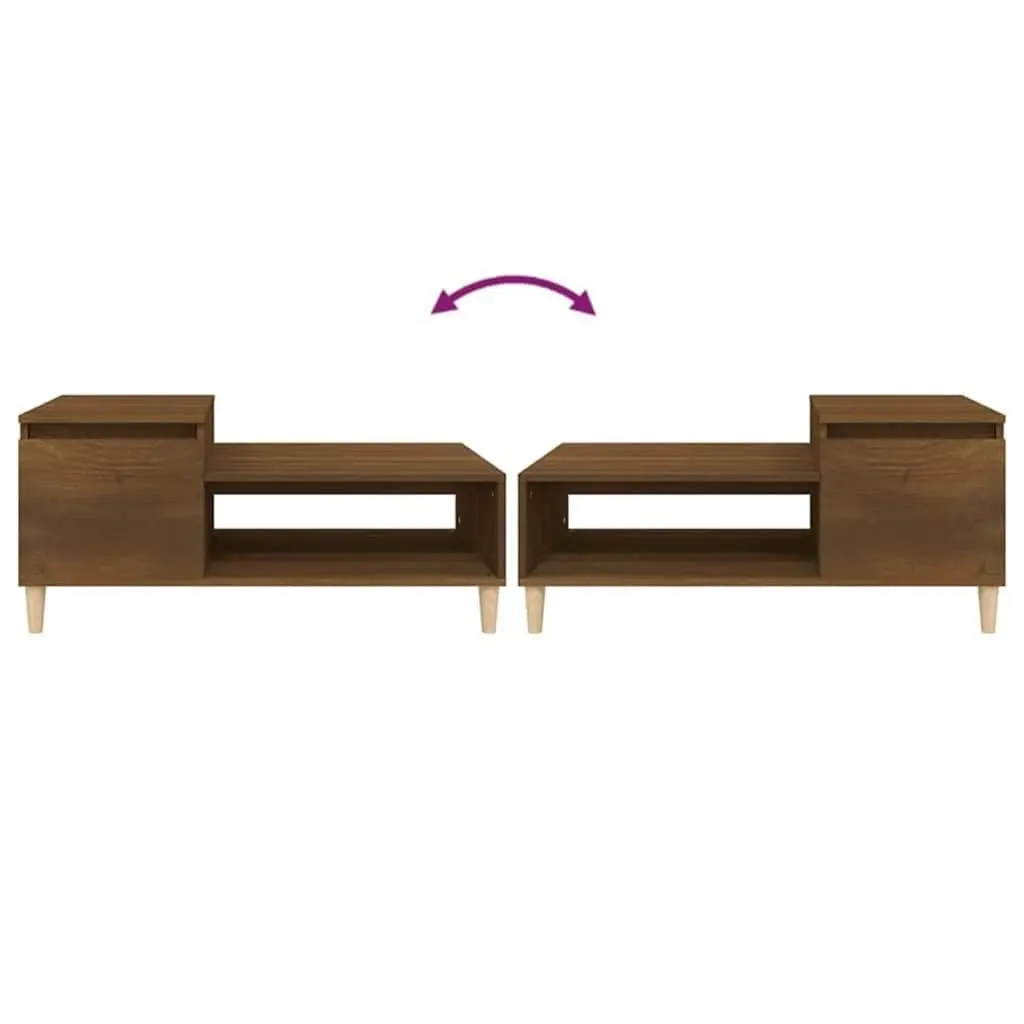 Coffee Table Living Room 100 x 50 x 45 cm Brown Oak Engineered Wood Storage Compartment