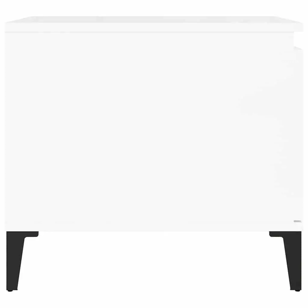 Coffee Table High Gloss White Storage Compartment Shelf Living Room Accent