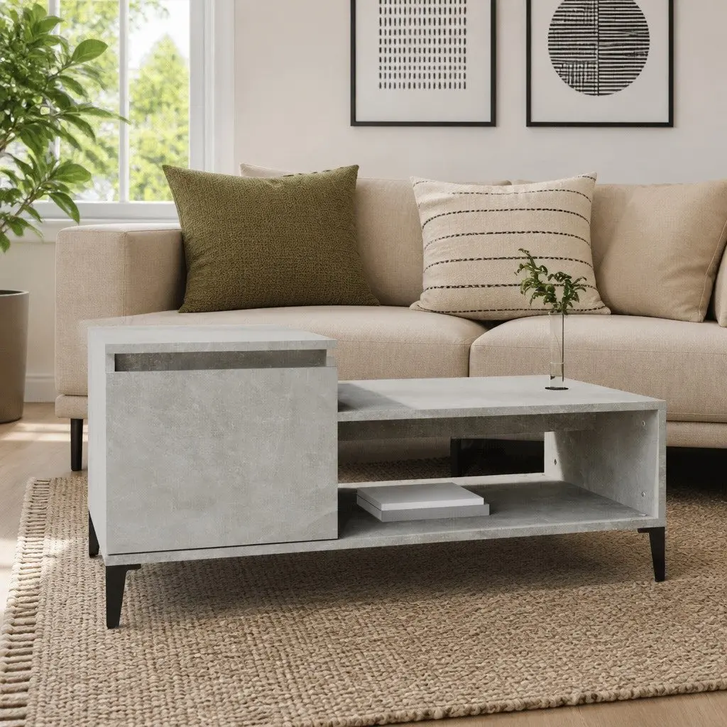 Coffee Table Grey Engineered Wood 100x50x45cm