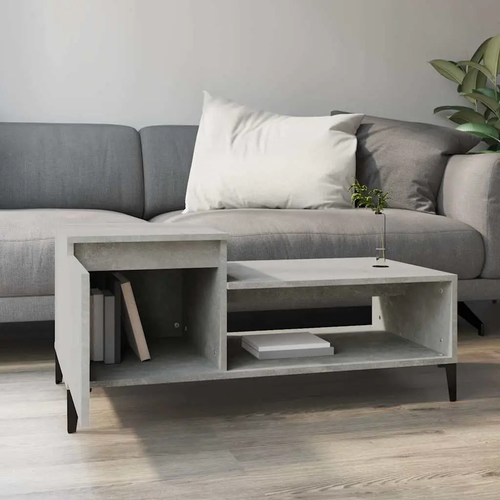 Coffee Table Grey Engineered Wood 100x50x45cm