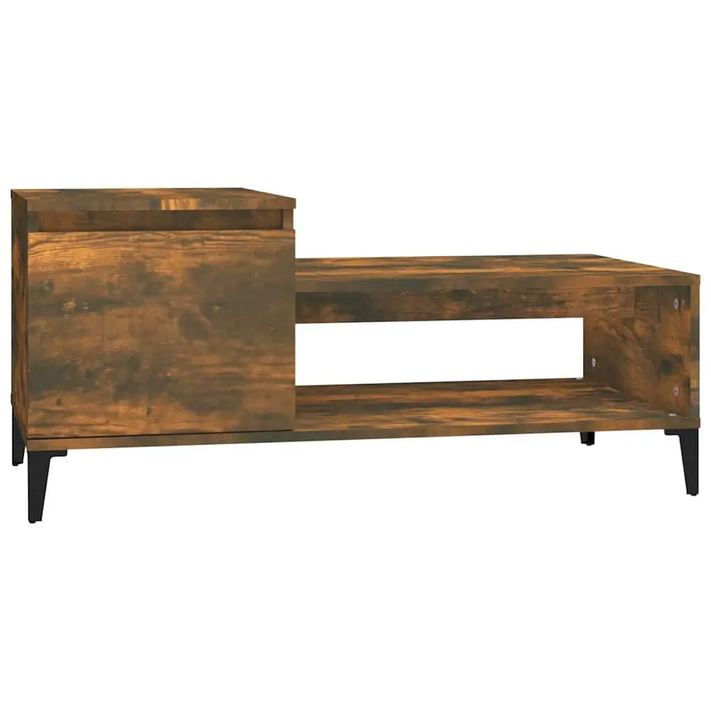 Coffee Table with Storage Compartment Shelf Brown Engineered Wood 100x50x45cm