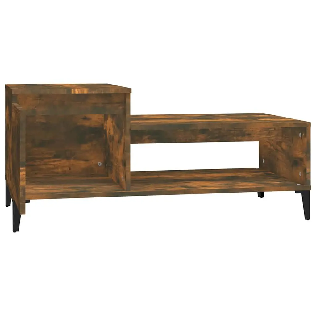 Coffee Table with Storage Compartment Shelf Brown Engineered Wood 100x50x45cm