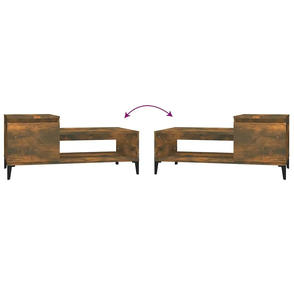 Coffee Table with Storage Compartment Shelf Brown Engineered Wood 100x50x45cm