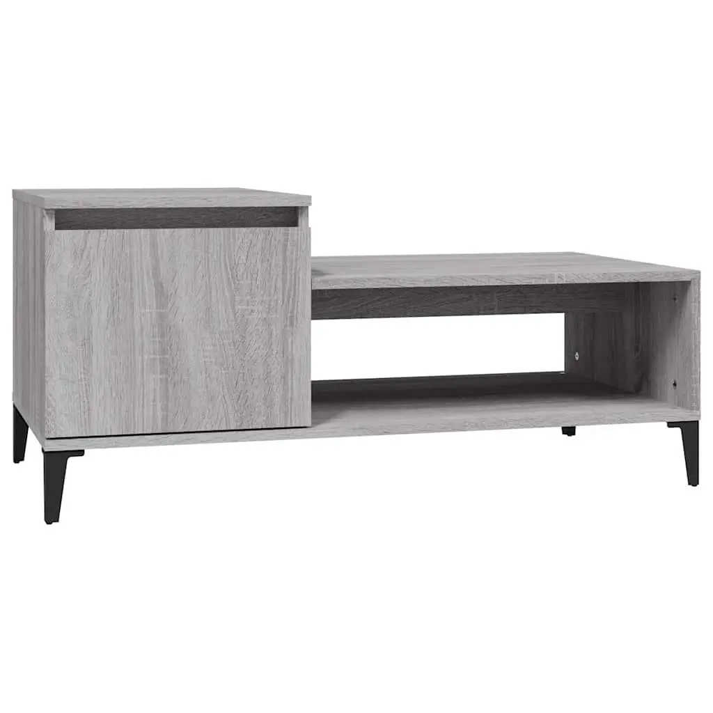 Coffee Table Grey Sonoma with Storage Compartment Shelf and Door Engineered Wood