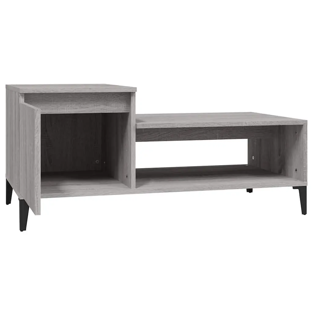 Coffee Table Grey Sonoma with Storage Compartment Shelf and Door Engineered Wood