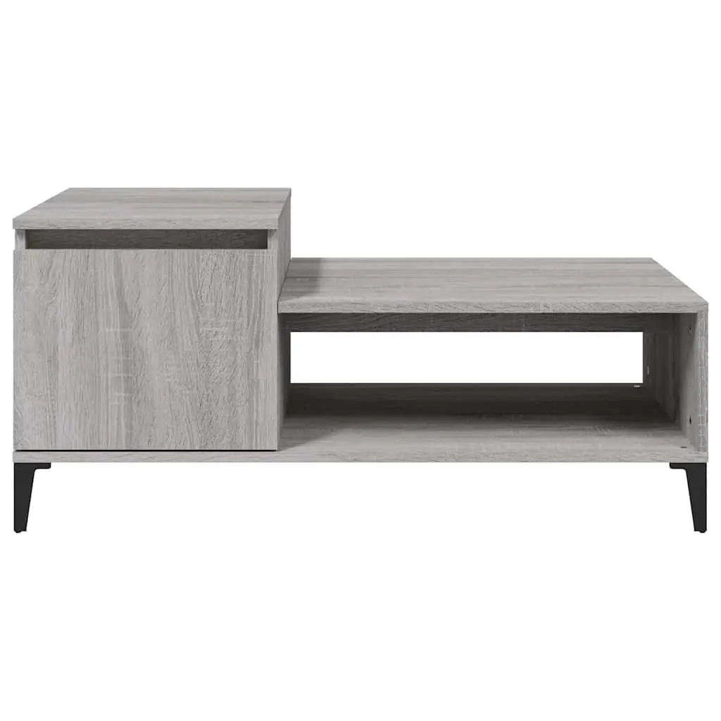 Coffee Table Grey Sonoma with Storage Compartment Shelf and Door Engineered Wood