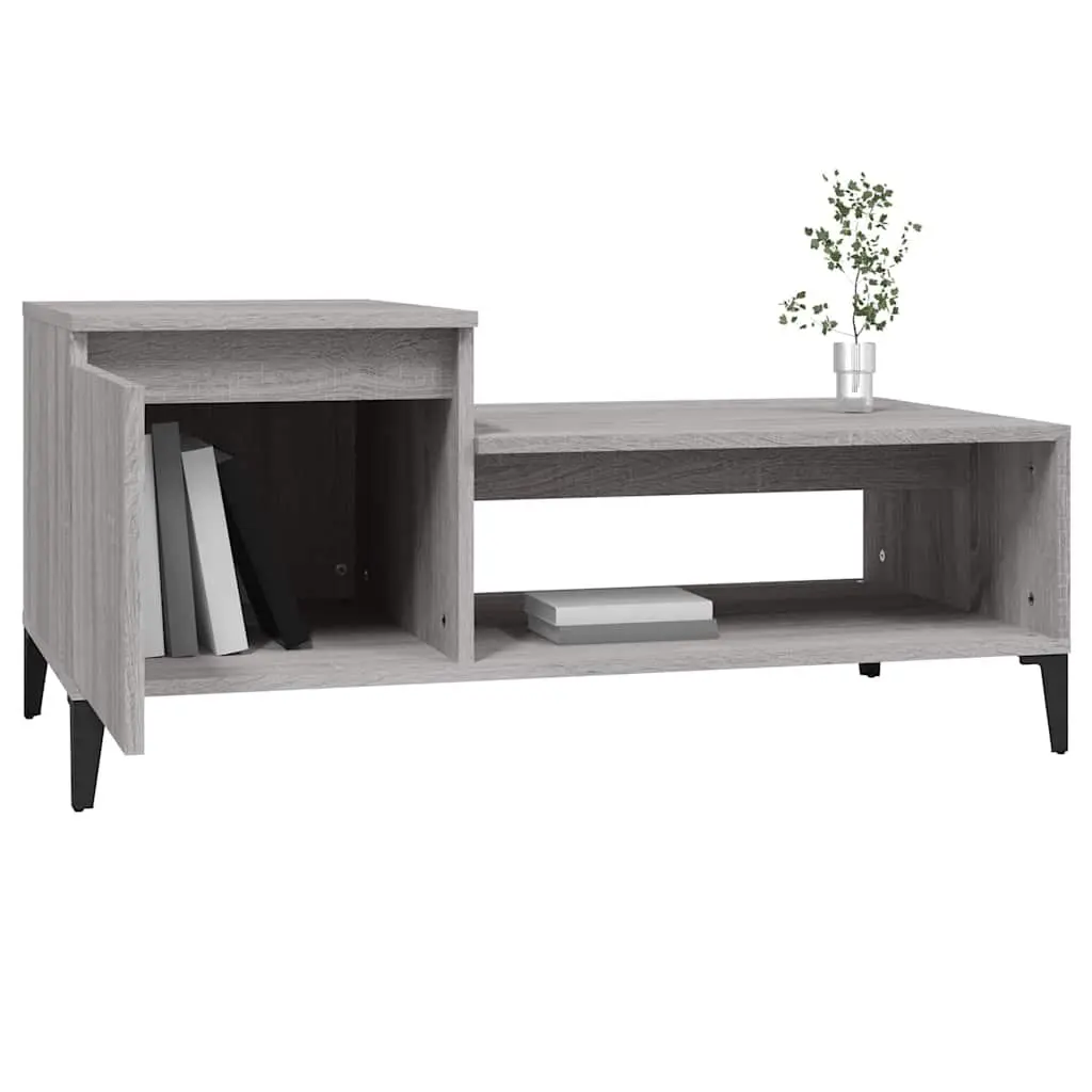 Coffee Table Grey Sonoma with Storage Compartment Shelf and Door Engineered Wood
