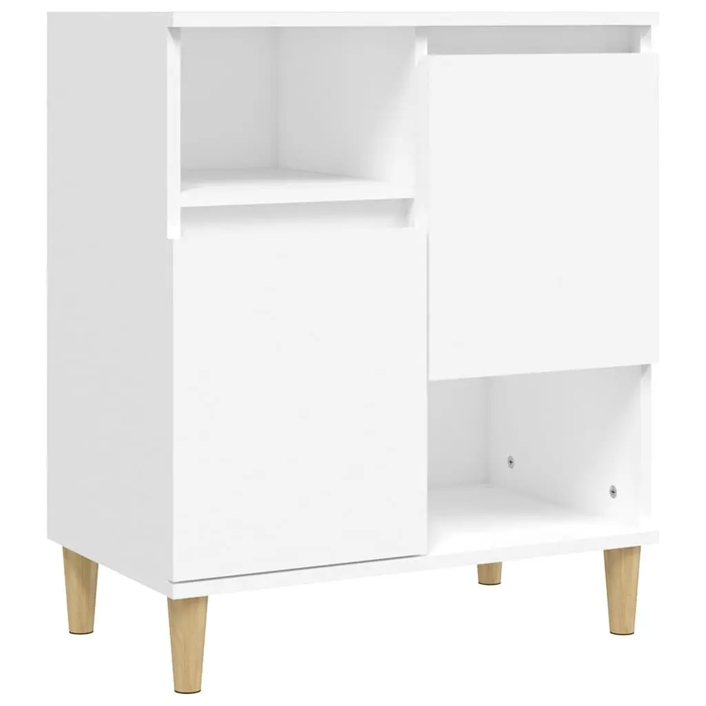 Sideboard White Storage Cabinet 4 Compartments 2 Doors Engineered Wood Furniture