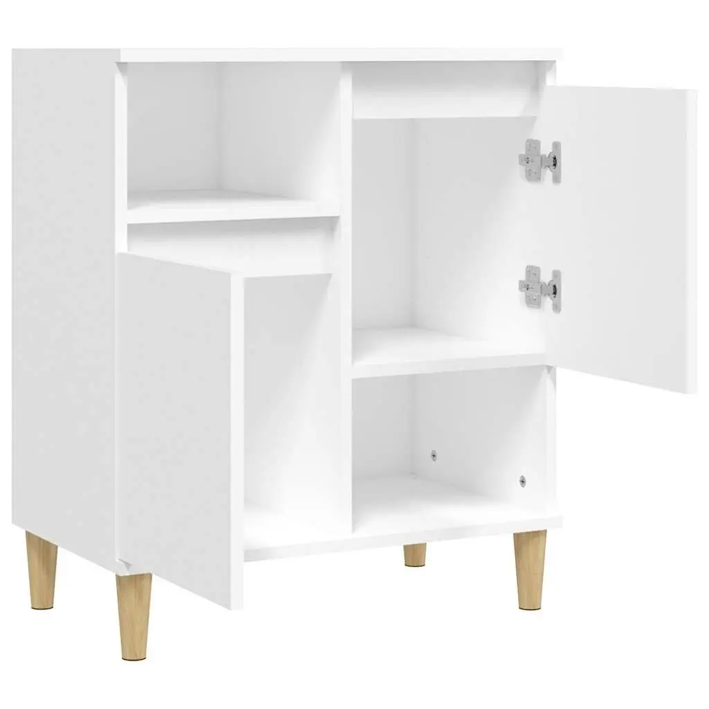 Sideboard White Storage Cabinet 4 Compartments 2 Doors Engineered Wood Furniture