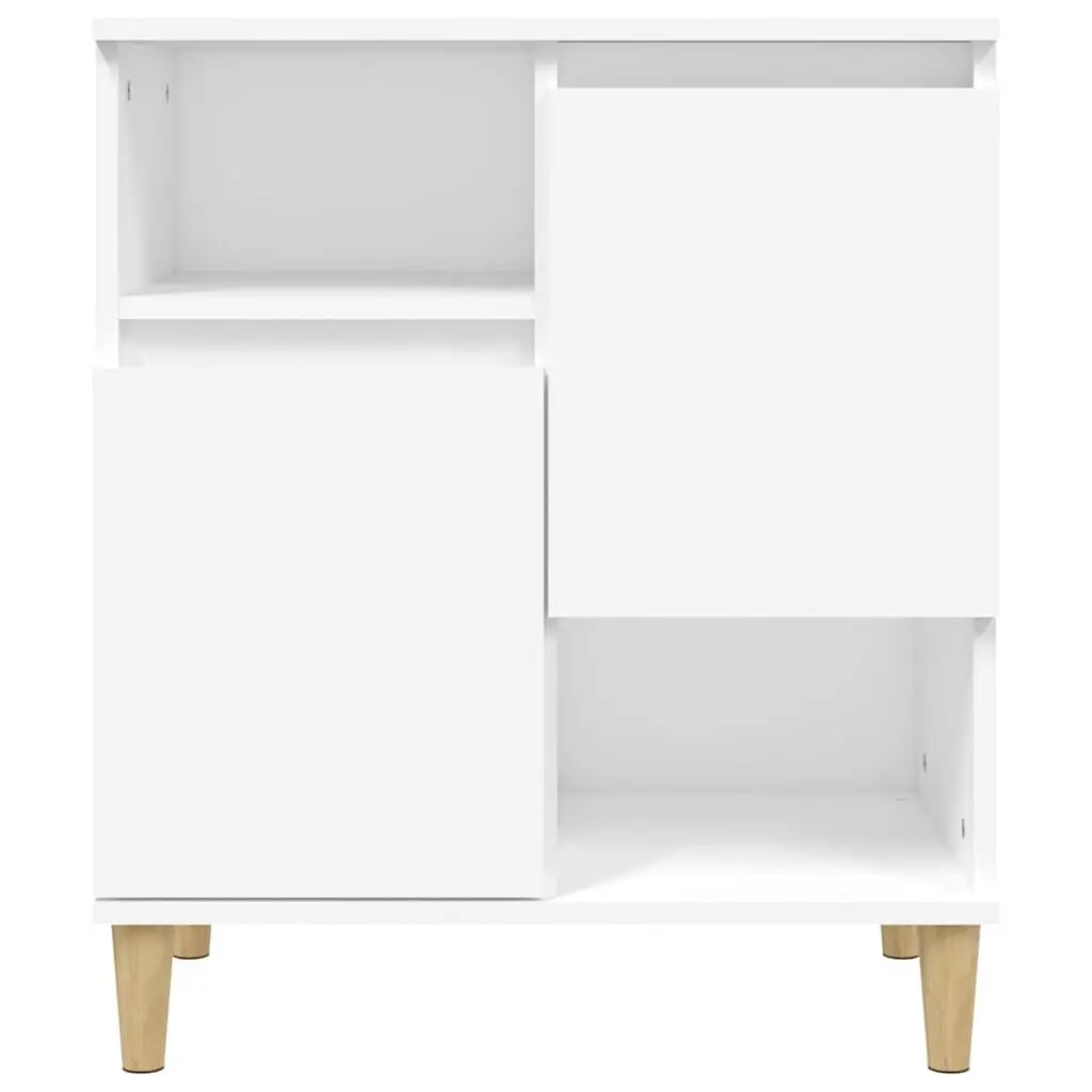 Sideboard White Storage Cabinet 4 Compartments 2 Doors Engineered Wood Furniture