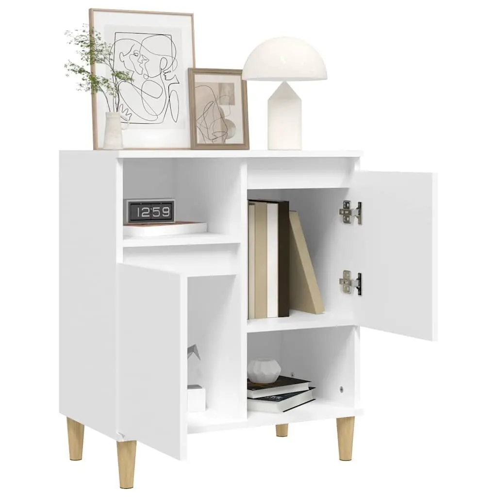 Sideboard White Storage Cabinet 4 Compartments 2 Doors Engineered Wood Furniture