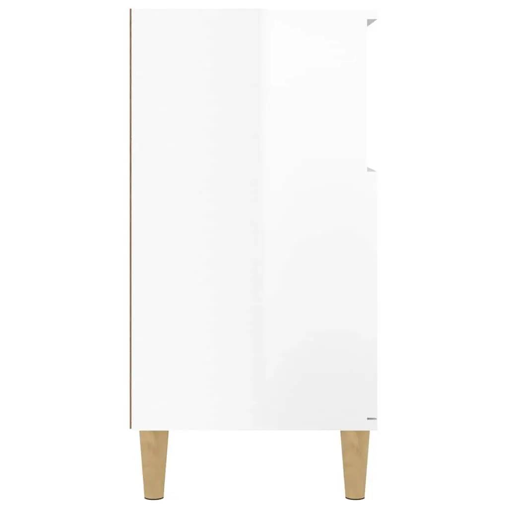 White High Gloss Sideboard Storage Cabinet 60x35x70cm Engineered Wood with Doors