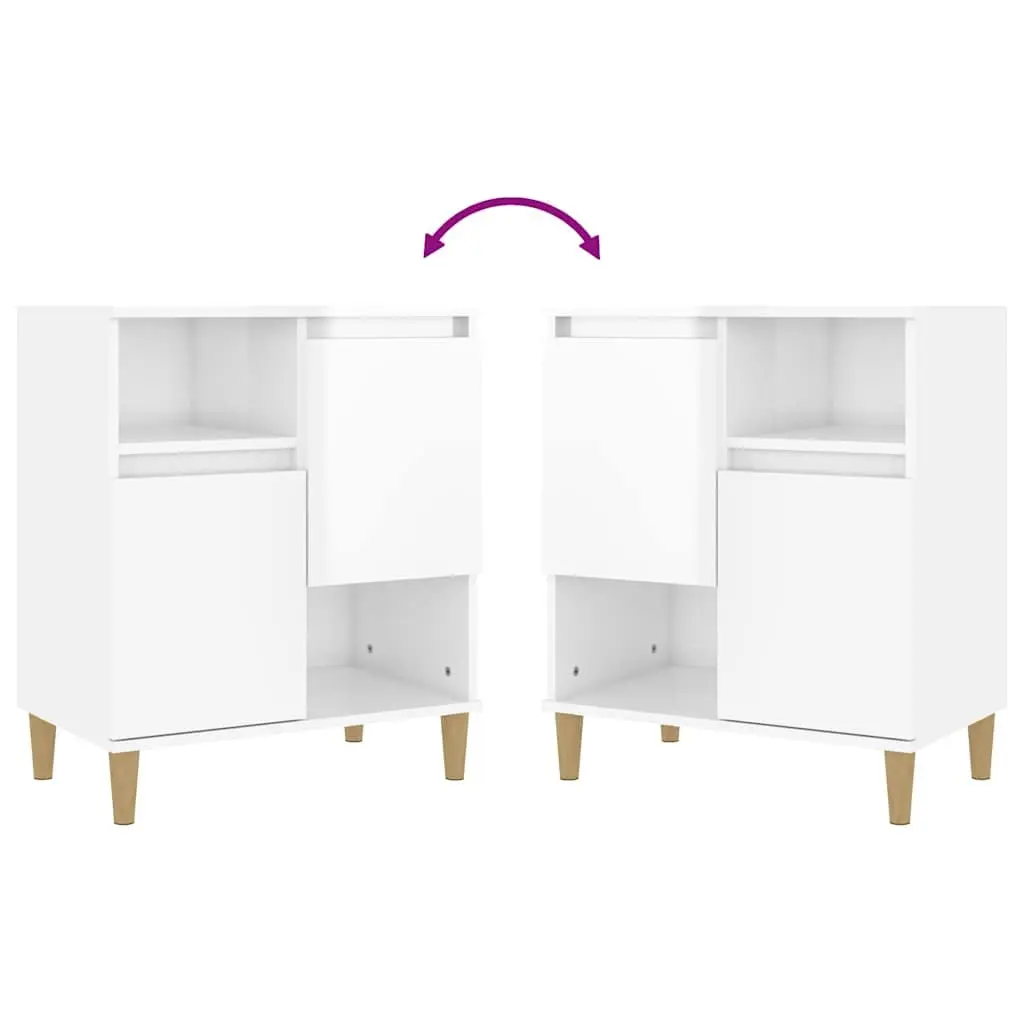 White High Gloss Sideboard Storage Cabinet 60x35x70cm Engineered Wood with Doors
