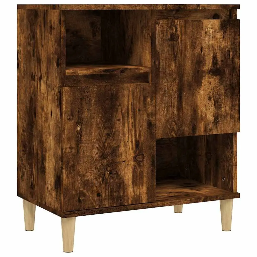 Sideboard Storage Cabinet for Living Room Bedroom Dining Area Brown Engineered Wood 4 Compartments 2 Doors