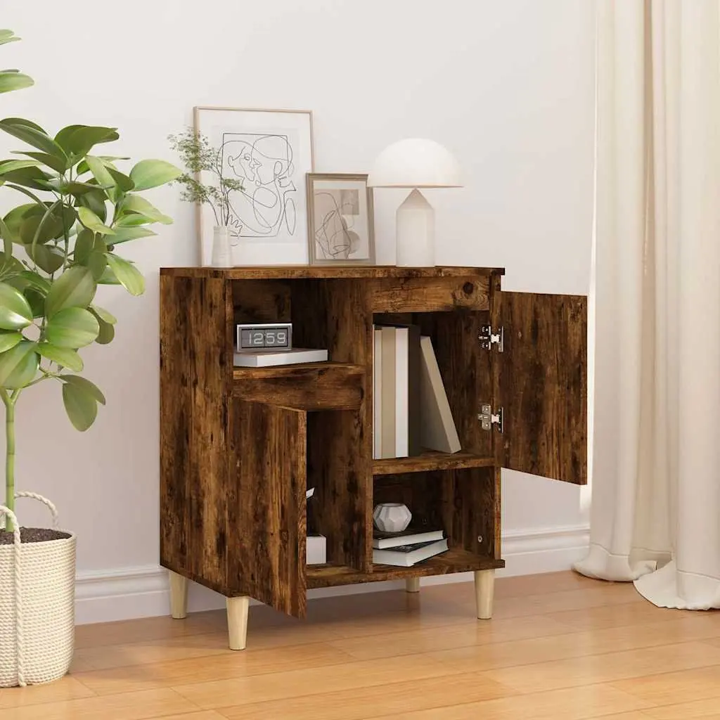 Sideboard Storage Cabinet for Living Room Bedroom Dining Area Brown Engineered Wood 4 Compartments 2 Doors