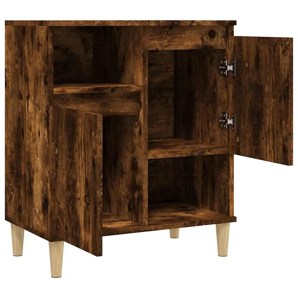 Sideboard Storage Cabinet for Living Room Bedroom Dining Area Brown Engineered Wood 4 Compartments 2 Doors
