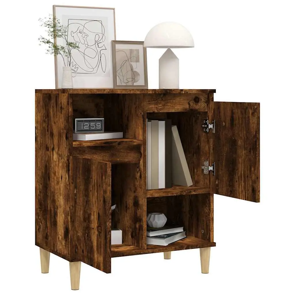 Sideboard Storage Cabinet for Living Room Bedroom Dining Area Brown Engineered Wood 4 Compartments 2 Doors