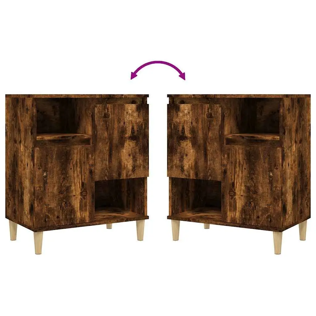 Sideboard Storage Cabinet for Living Room Bedroom Dining Area Brown Engineered Wood 4 Compartments 2 Doors