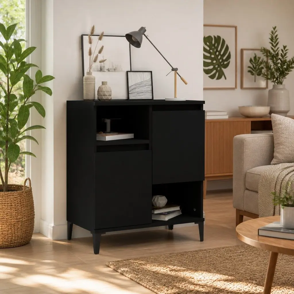 Sideboard Black Storage Cabinet 60x35x70 cm Engineered Wood Buffet Furniture