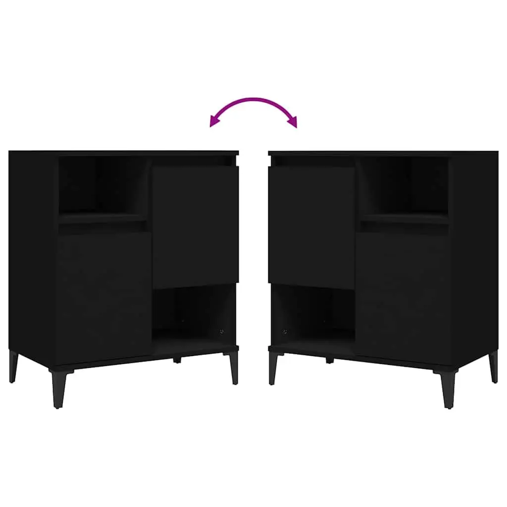 Sideboard Black Storage Cabinet 60x35x70 cm Engineered Wood Buffet Furniture