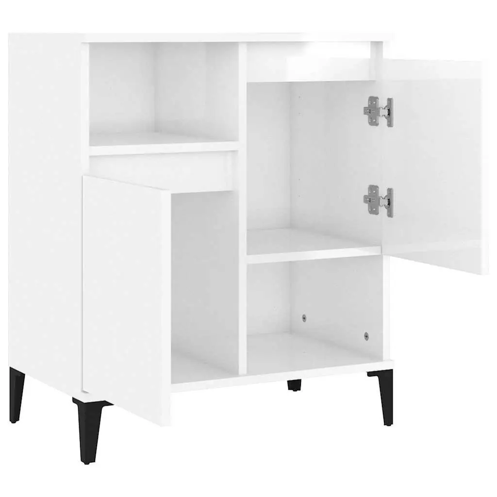 Sideboard High Gloss White 60x35x70 cm Storage Cabinet 4 Compartments