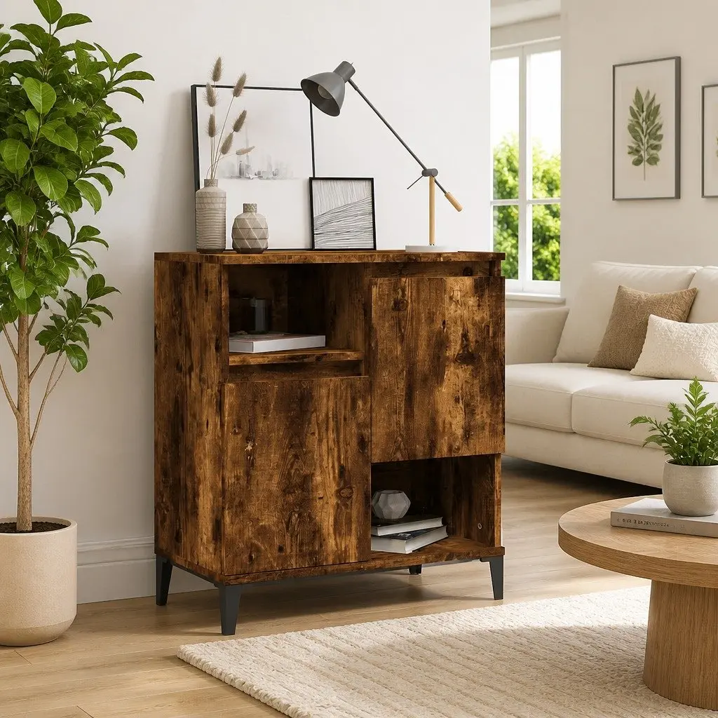 Brown Engineered Wood Sideboard with 4 Compartments