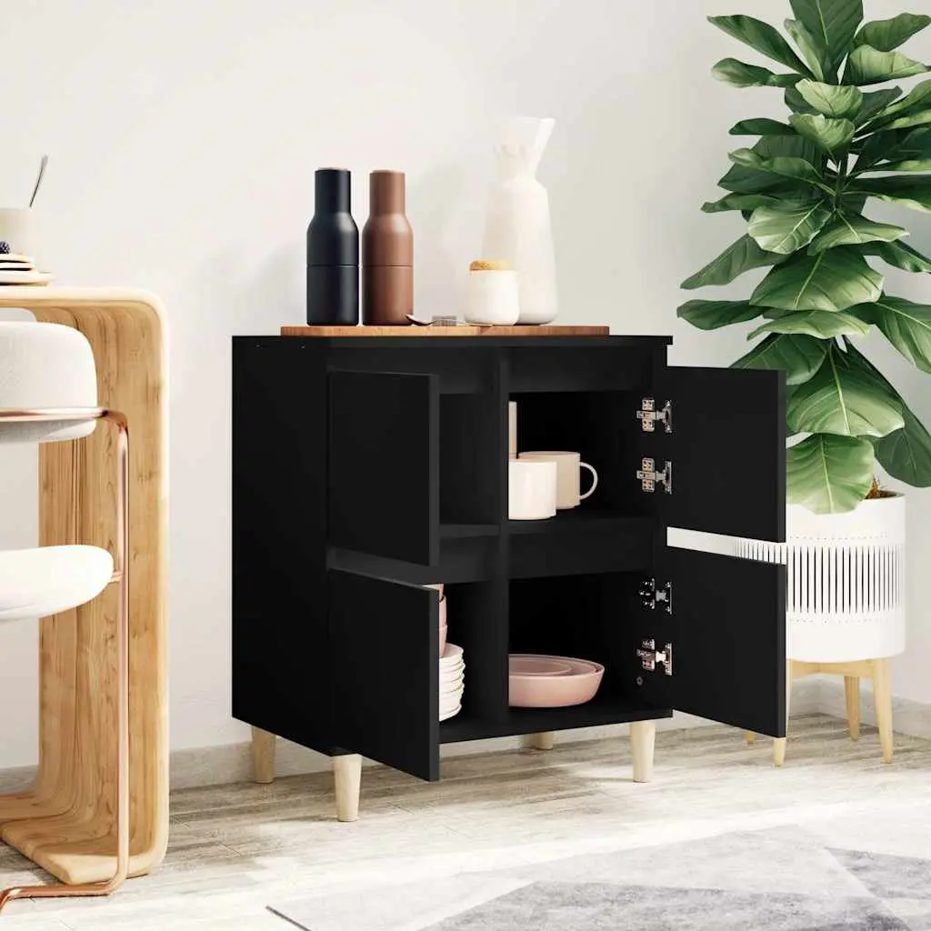 60x35x70 cm Black Sideboard in Engineered Wood with Storage