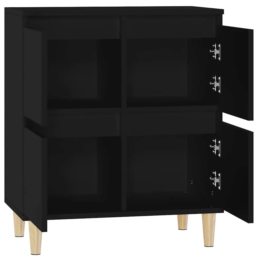 60x35x70 cm Black Sideboard in Engineered Wood with Storage