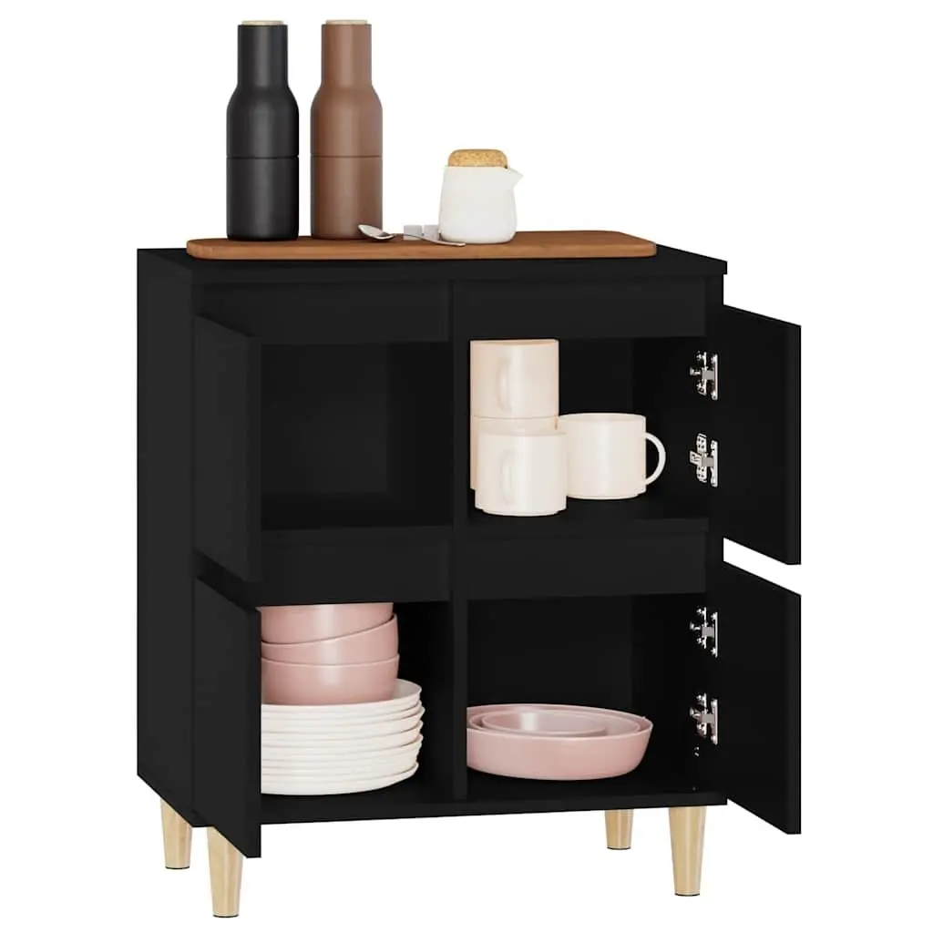 60x35x70 cm Black Sideboard in Engineered Wood with Storage