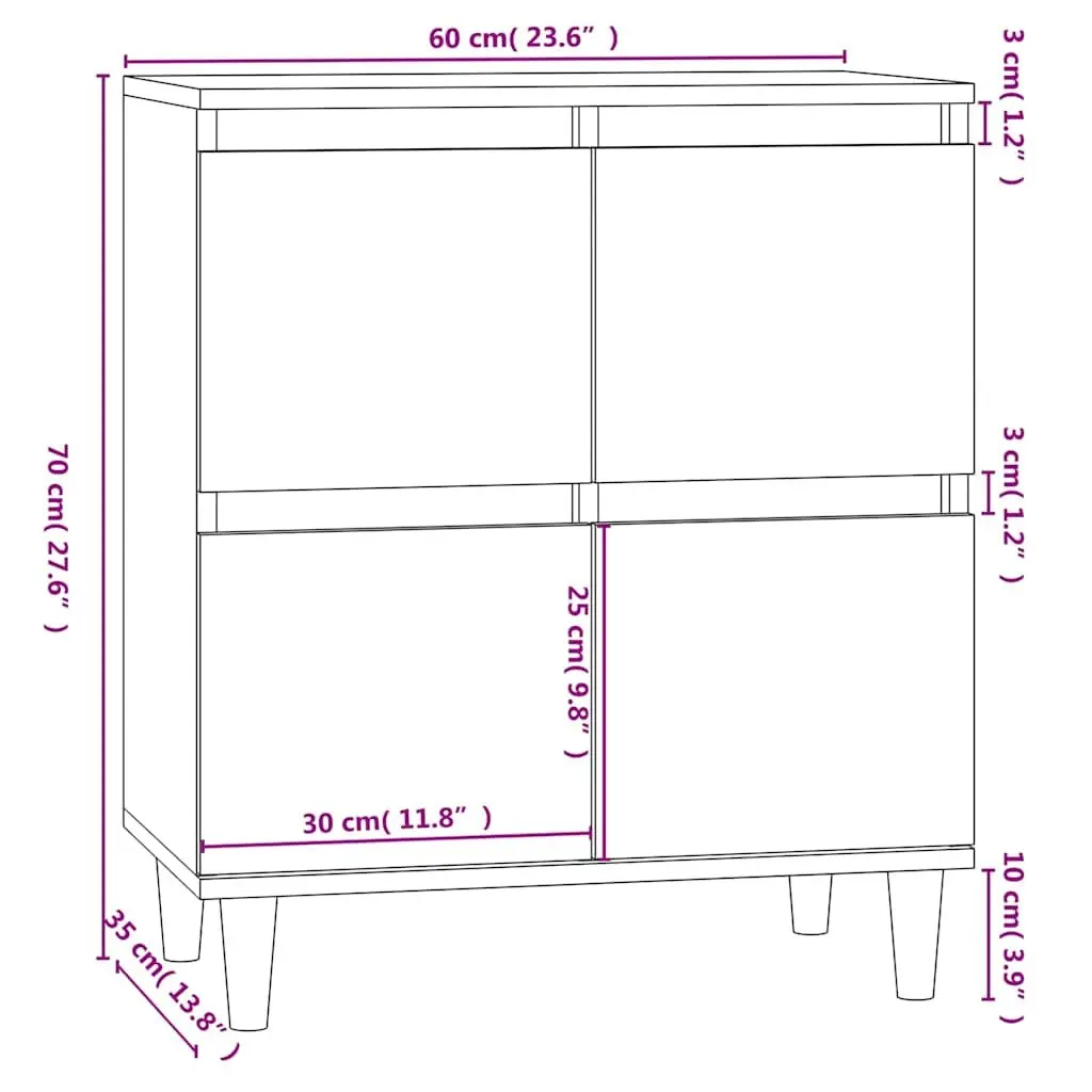 Sideboard Storage Cabinet for Home 60x35x70 cm Brown Engineered Wood Buffet Display