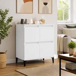 White Sideboard Storage Cabinet 60x35x70 cm Engineered Wood Buffet Cupboard