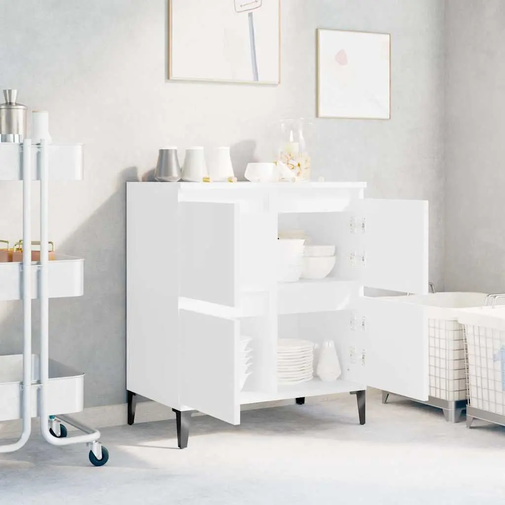 White Sideboard Storage Cabinet Home Storage 60x35x70 cm Engineered Wood