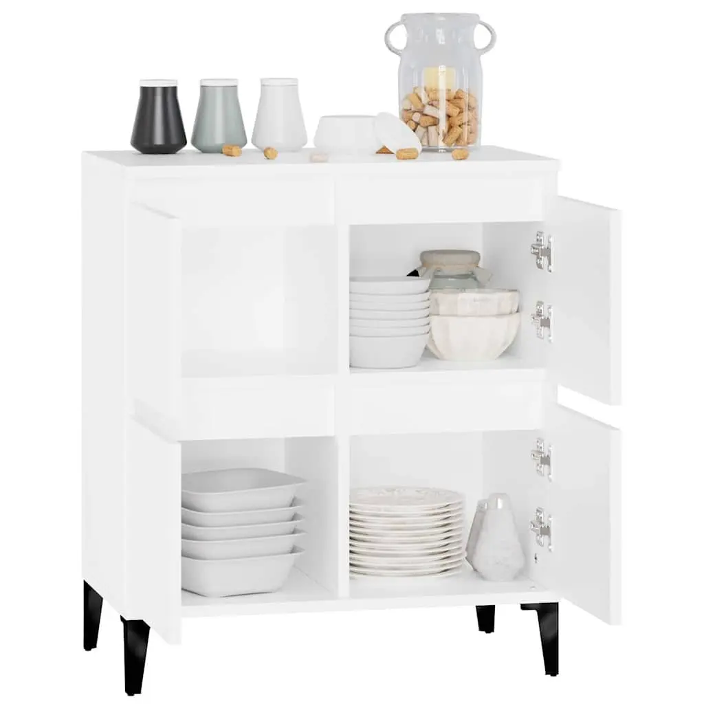 White Sideboard Storage Cabinet Home Storage 60x35x70 cm Engineered Wood